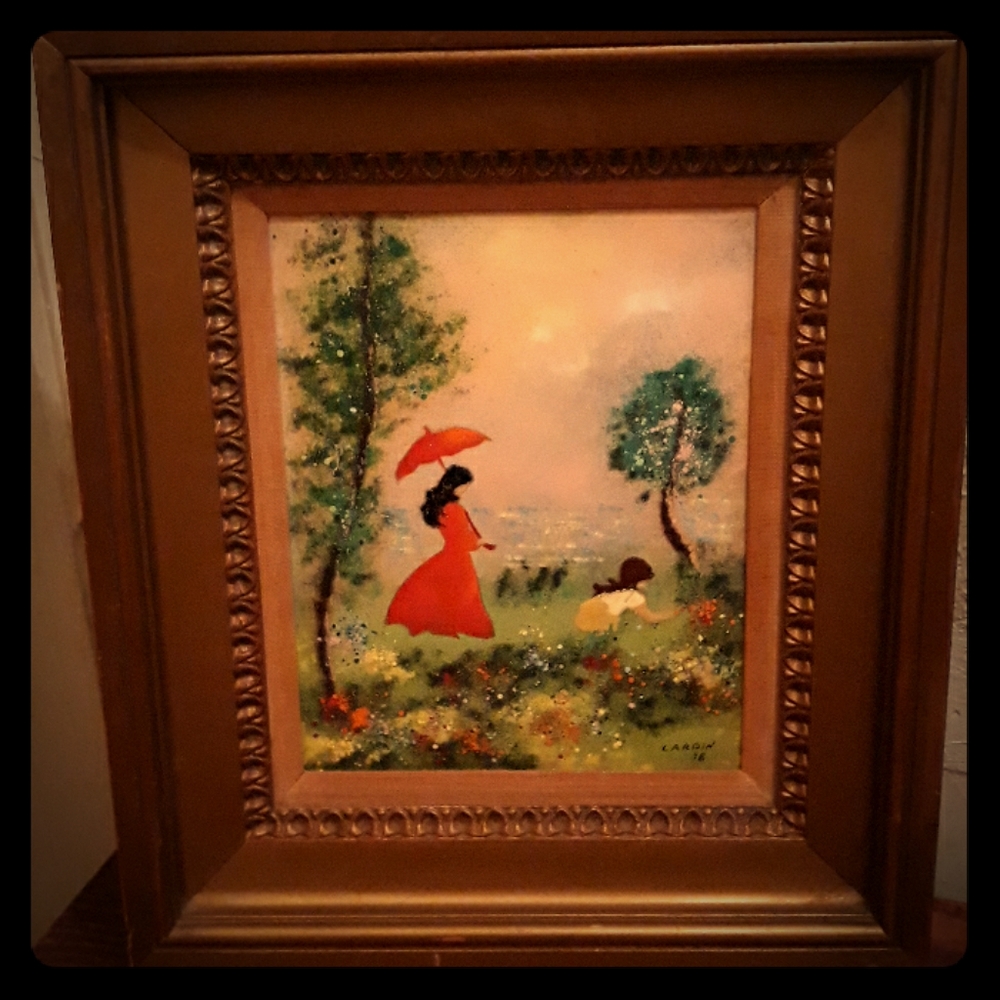 Louis Cardin enamel vintage paintings